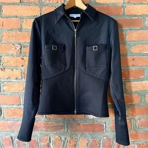 Anne Fontaine Maguy Black Mesh Moto Jacket, size 1